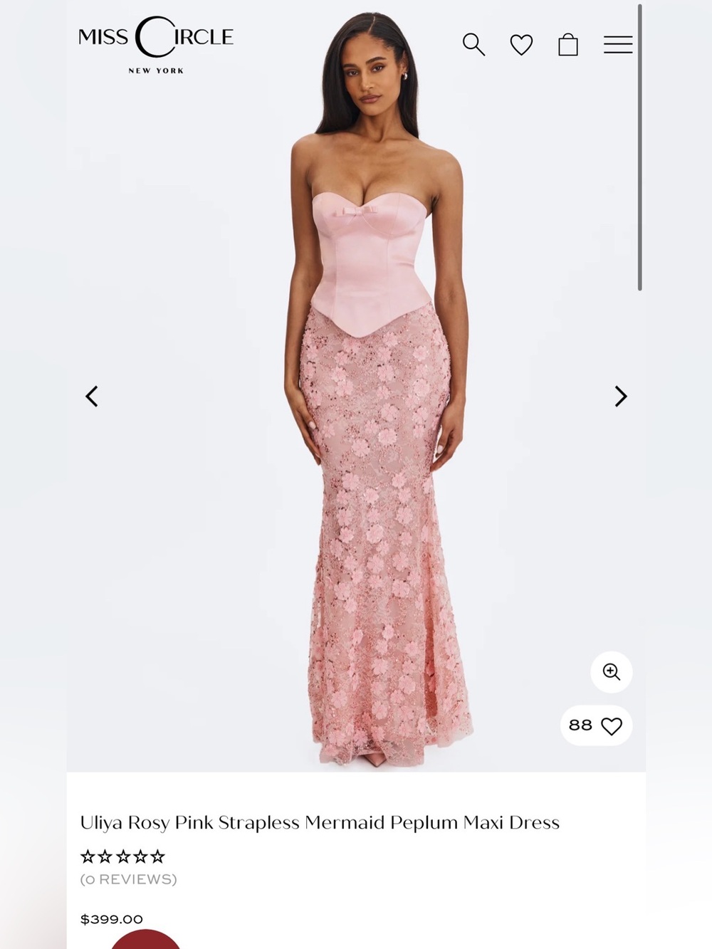 Rosy Pink Strapless Mermaid Lace Peplum Maxi Dress